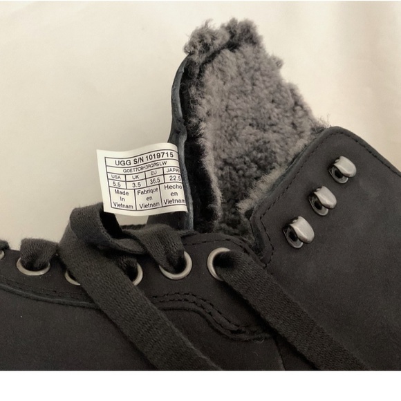 FINAL SALE πUGG Starlyn Leather Sneakers Black Shearling Lined NEW * - Picture 14 of 16